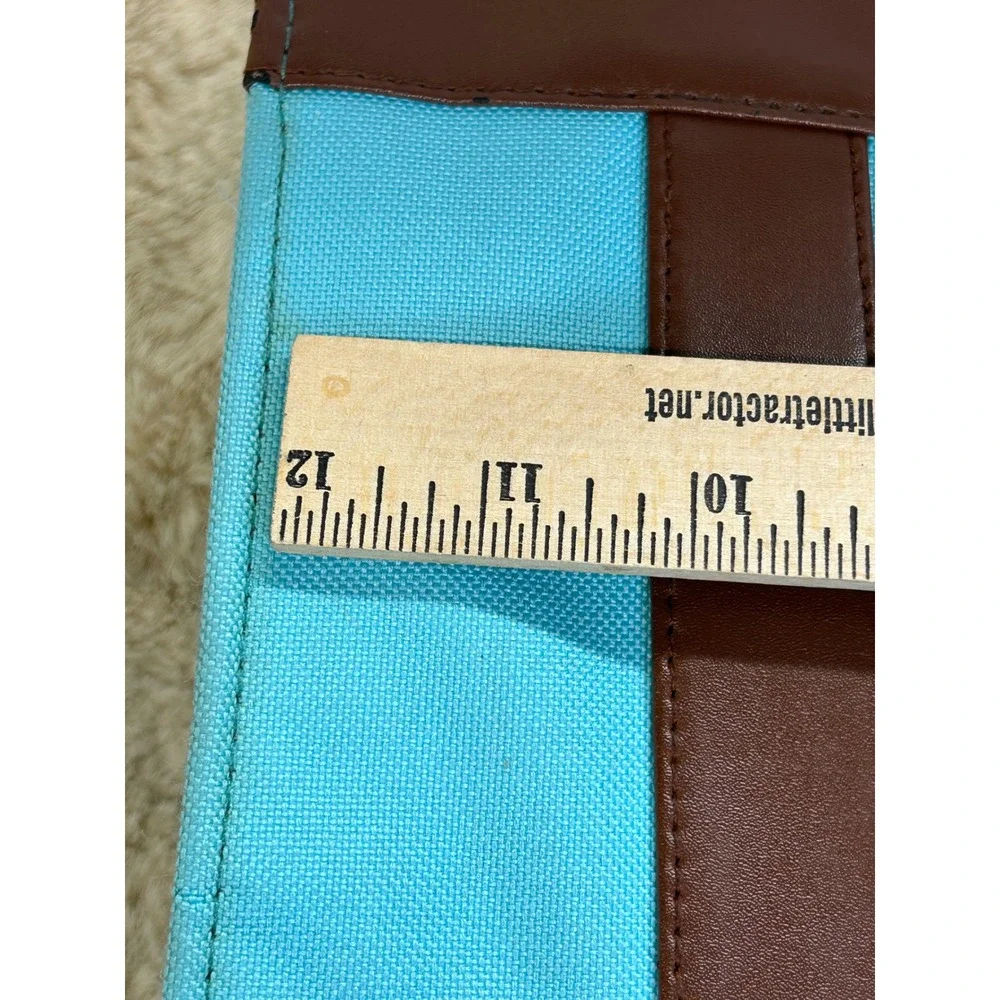 Turquoise Canvas Bible/Book bag Brown Trim Crossbody Briefcase 12 Inch